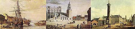 Le port, la place d'Armes  et la rue Notre-Dame en  1828-1830