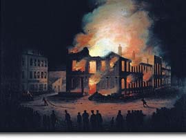 The burning of Parliament in 1849